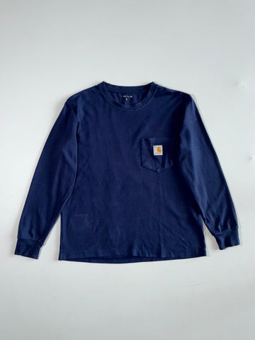 Carhartt Loose Fit Heavyweight Long-Sleeve Pocket T-Shirt — Navy (M)