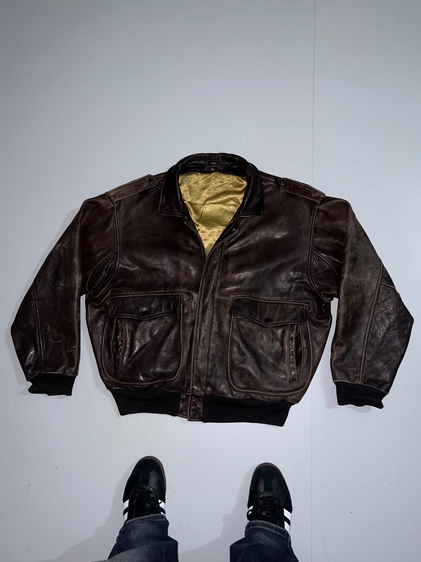 ZSuper Rare Vintage Brown Original Leather Jacket (XL/2XL)