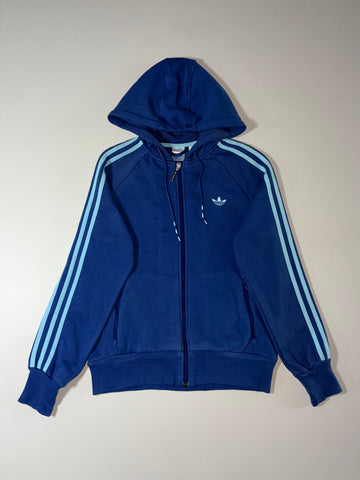 Vintage Adidas Originals Royal Blue Trefoil Zip Hoodie – Sky Blue 3 Stripes –  (S)