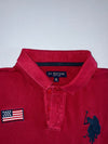 U.S.Polo Assn. USPA Big Pony Polo Shirt | Red American Flag Patch Short Sleeve Cotton (XL)
