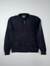 Polo by Ralph Lauren Black Quarter-Zip Cotton Sweater – Purple Pony (M)