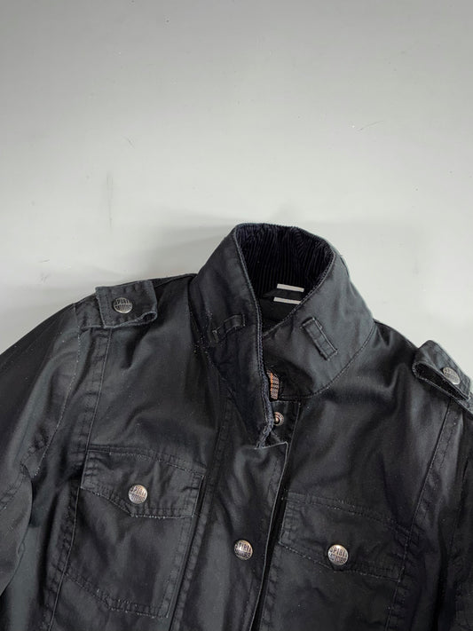 Vintage Spirit Motors Black Military Style Moto Jacket Paded (XS)