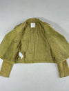 Mango MNG Olive Suede Leather Biker Jacket with Silver Zips & Snap Lapels,Women’s(S)