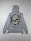 Philipp Plein Homme Grey Zip-Up Hoodie with Camo-Lined Hood & Studded Patch (L)