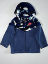 Nike Camo Sherpa Fleece Panelled Hooded Jacket – Navy Blue (XS)