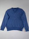 Polo Ralph Lauren Blue Heather V-Neck Knit Sweater – (S)