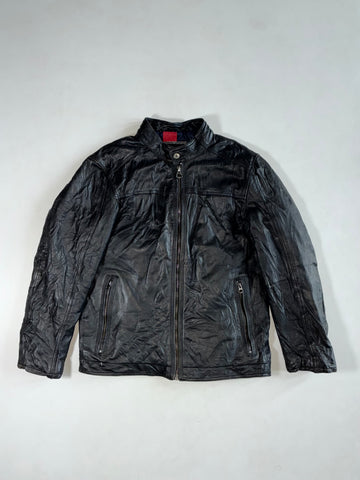 Angelo Litrico Leather Café Racer Jacket – Black (M)