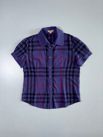 Burberry Nova Check Short Sleeve Shirt in Purple Women’s (S/M)