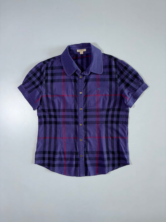 Burberry Nova Check Short Sleeve Shirt in Purple Women’s (S/M)