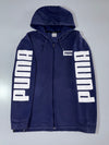Puma Big Logo Full Zip Hoodie – Navy Blue, Size Small (M)