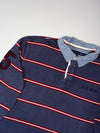Tommy Hilfiger Navy Striped Rugby Polo – Chambray Collar, “5” Patch (XL)