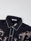 Coofandy | Black Western Embroidered Piped Shirt | (M)