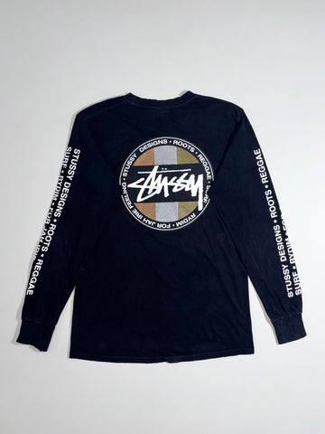Stussy Jah Irie Feeling Dot Logo Black Long Sleeve Tee (S)