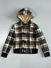 Plaid Wool-Blend Toggle Duffle Hoodie (XS/S)