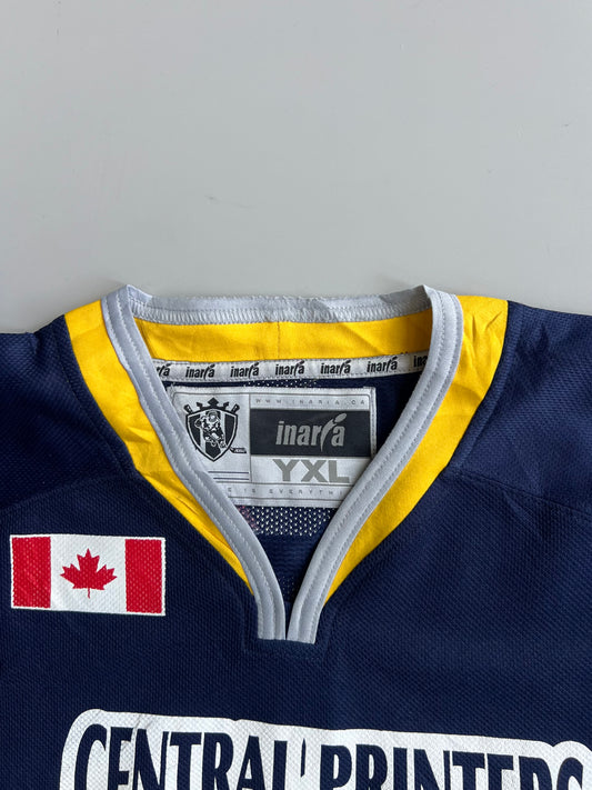 Inaria Central Printers Flames Canadian Ice Hockey #10 Colorblock Game Jersey Navy (L)