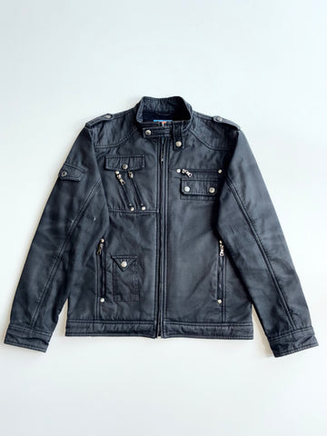 Nippon Blue Japan Multi-Zip Fleece Lined Moto Jacket – Black (M)