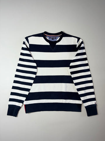 Tommy Hilfiger Navy & White Bold Stripe Crewneck Sweatshirt (L)