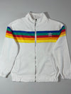Vintage Adidas Rainbow Stripe Fleece Track Jacket – White (M)