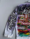 Vintage 1987 Alamo Designs | Rare Hand-Painted Rhinestone Denim Jacket | Las Vegas (XL)