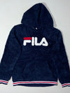 Vintage Fila Navy Blue Sherpa Fleece Logo Hoodie (S)