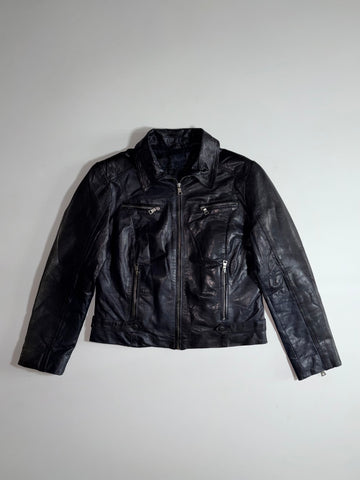 100% Goat Leather Moto Jacket – Black – EU 38 (S)