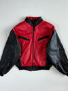 Vintage Red & Black “COCON” Leather Racing Bomber Jacket (M)