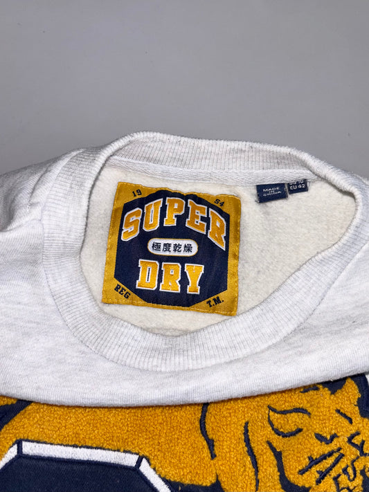 Superdry 83 Tiger Chenille Patch Varsity Stripe Crewneck Sweatshirt (M)