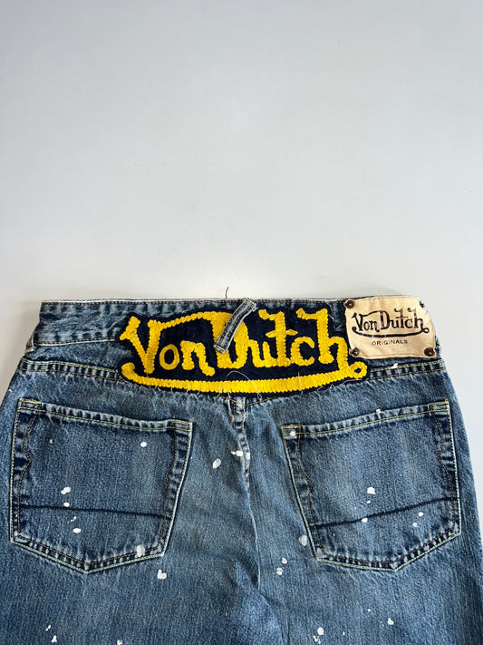 Von Dutch Paint Splatter  Denim Jeans (W:28) (L:42.5)