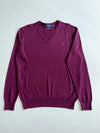 Polo Ralph Lauren Burgundy V-Neck Merino Wool Sweater – Slim Fit (M)