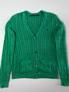 Ralph Lauren Sport Cable Knit Cardigan – Kelly Green with Purple Pony Women’s (S/M)