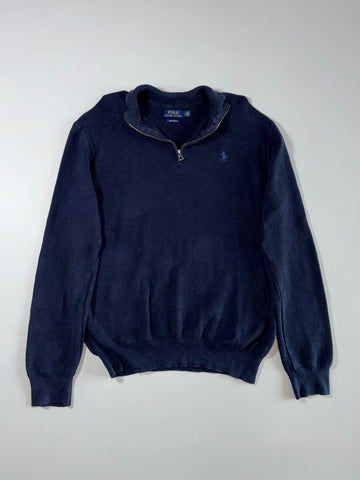 Polo Ralph Lauren Navy Quarter-Zip Pima Cotton Sweater (L)