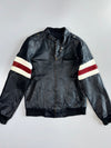 Vintage Racing Leather Jacket Black White Red Stripe Chicago Bulls (S)
