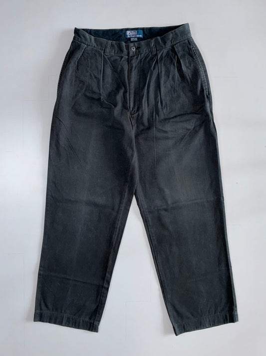 Polo Ralph Lauren | Vintage Black Pleated Trousers (W:30|L:39)