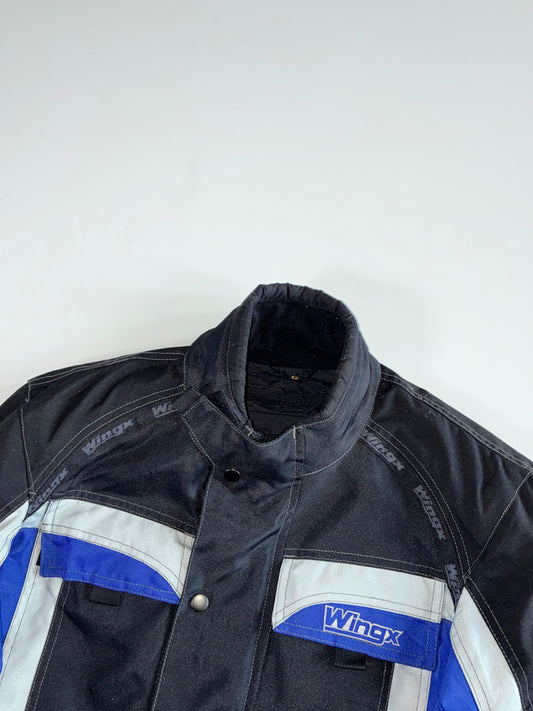 Vintage Wingx Wanero Black & Blue Motorcycle Touring Jacket Paded (M)