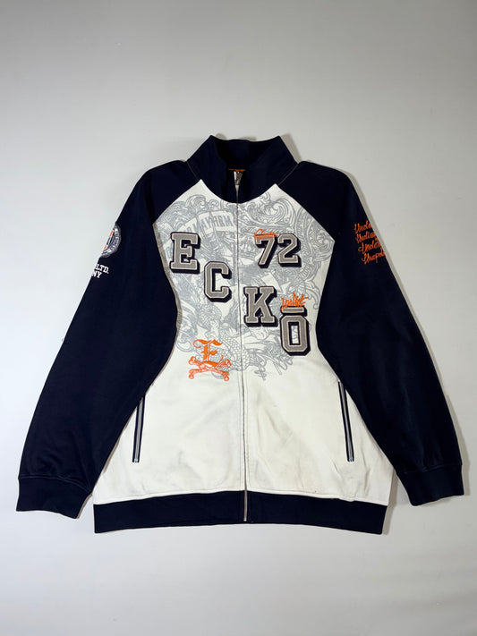 Ecko Unltd Varsity Embroidered Zip Track Jacket – Navy & White (3XL)
