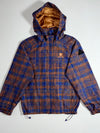 Black Yak Overland Travel Blue & Orange Plaid Hooded Windbreaker Jacket  (S/M)