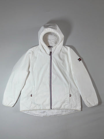 Tommy Hilfiger White Hooded Softshell Jacket with Quilted Lining (XL)
