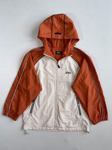 Vintage Asics Orange & Cream Hooded Windbreaker Jacket, Made in Korea (Xl)