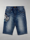 Jico Japanese Oni Embroidered Baggy Jorts (W:34) (L:26.5)