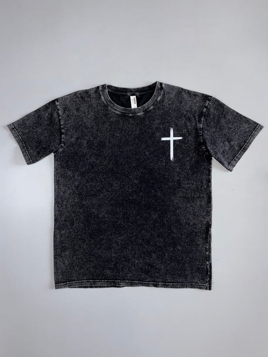 Mineral Wash Cross Graphic Tee – Charcoal (L|/XL)