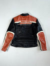 Harley-Davidson Racing Black, Orange & Cream Leather Jacket – Vintage Moto Racer (M)