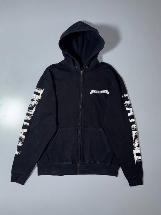 Harlej Graphic Sleeve Full-Zip Hoodie – Black (S/M)