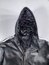 Vintage Pure Leather Double Zipper Hooded Jacket With Detachable Cap (2XL)
