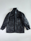 Vintage Black Leather Utility Field Jacket (2XL)