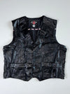 Texpeed Black Leather Multi-Pocket Motorcycle Biker Vest (2XL)