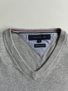 Tommy Hilfiger Heather Grey Premium Cotton V-Neck Sweater (S/M)