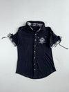 Sexpot Revenge Y2K Black Snakeskin Trim Lace-Up Shirt won’t Women’s (S)