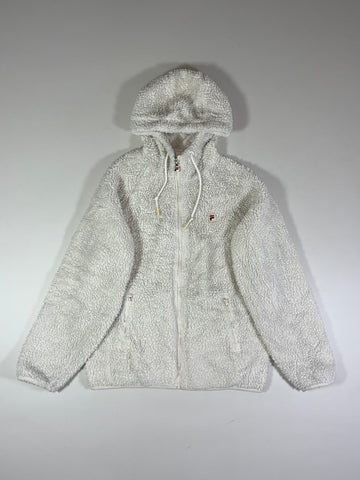 Fila White Sherpa Hooded Zip Jacket (M)