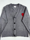 Ami Paris Grey Melange Cardigan with Red Ami de Coeur Logo (XL)