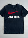 Nike “Just Do It” Graphic Tee – Black, Red Swoosh, Men’s (M)